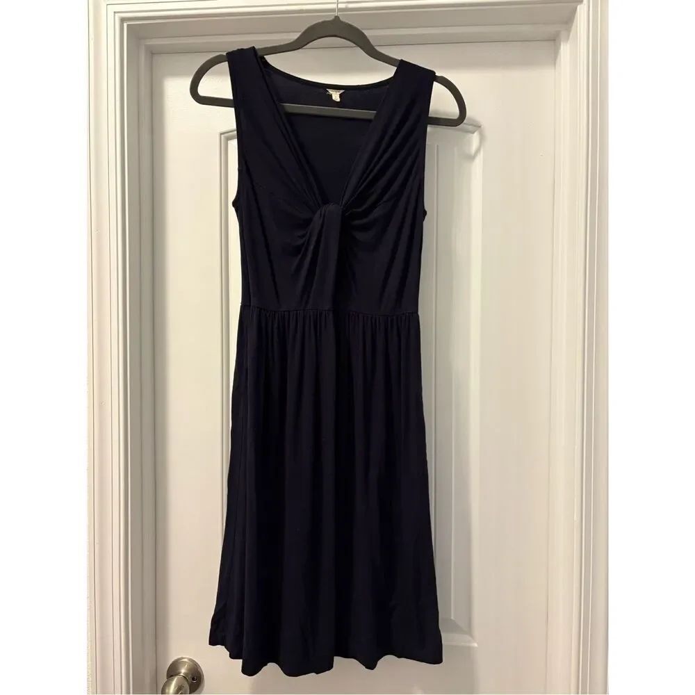 J. Crew Navy Twist-Front Midi Dress